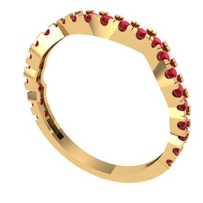 0.36 cttw Simulated Pink Tourmaline Round Cut Yellow Gold Eternity Wedding Band