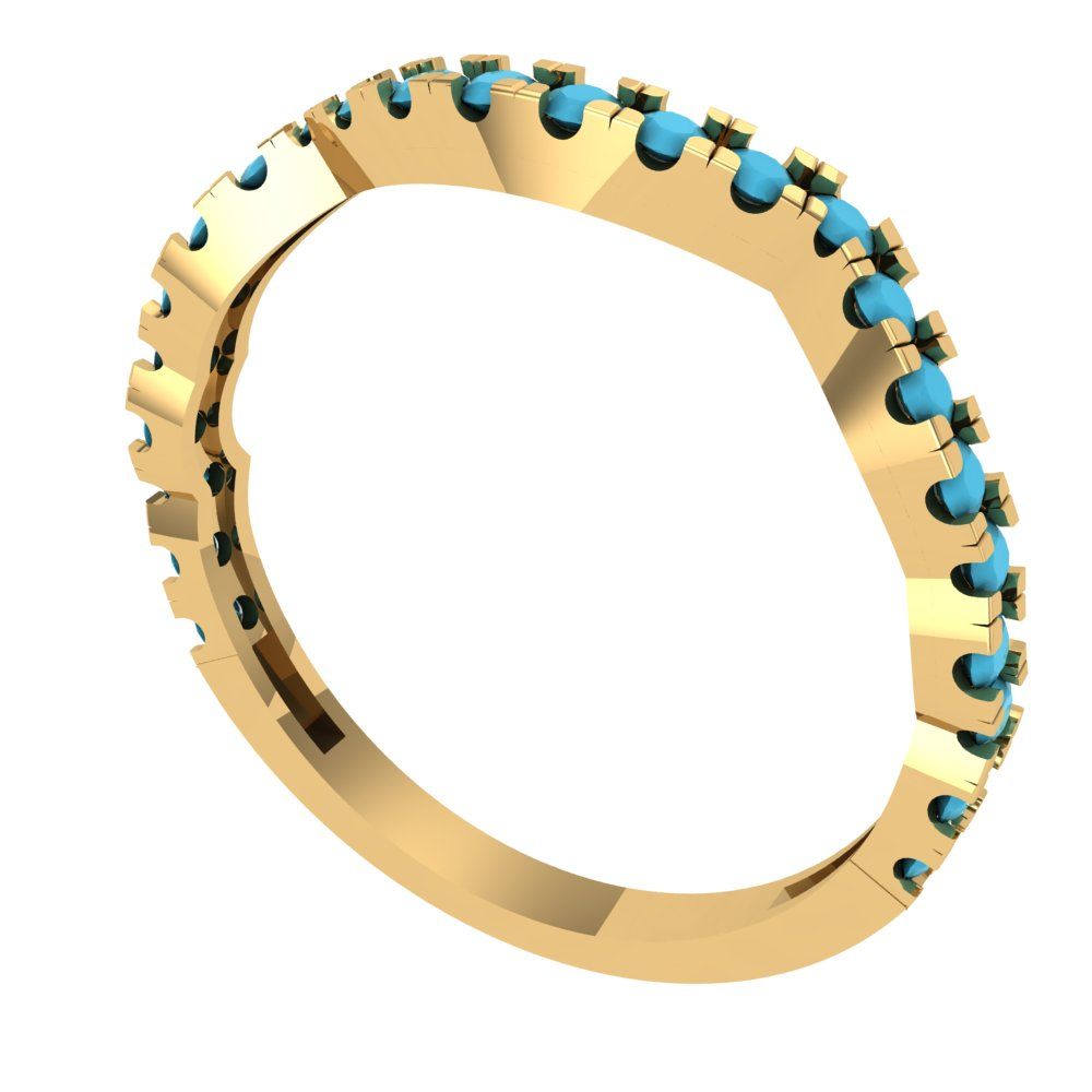 0.36 cttw Simulated Turquoise Round Cut Yellow Gold Eternity Wedding Band