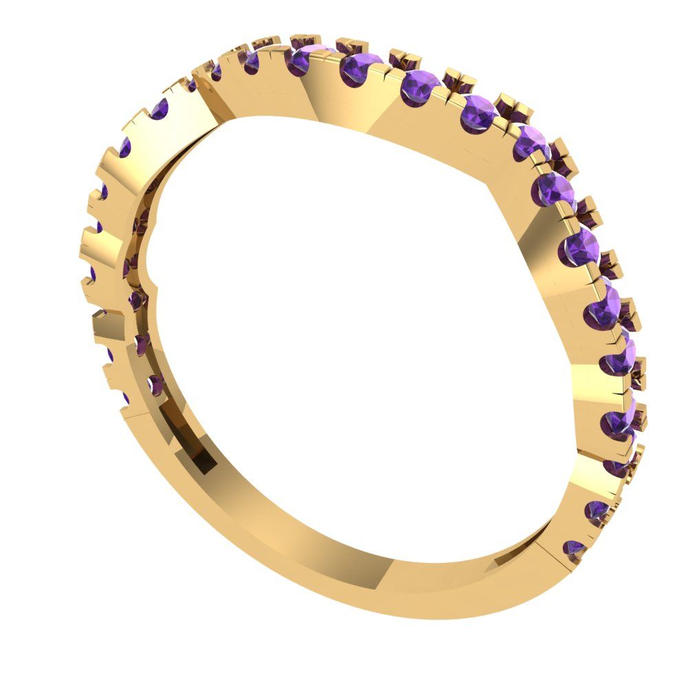 0.36 cttw Natural Amethyst Round Cut Yellow Gold Eternity Wedding Band