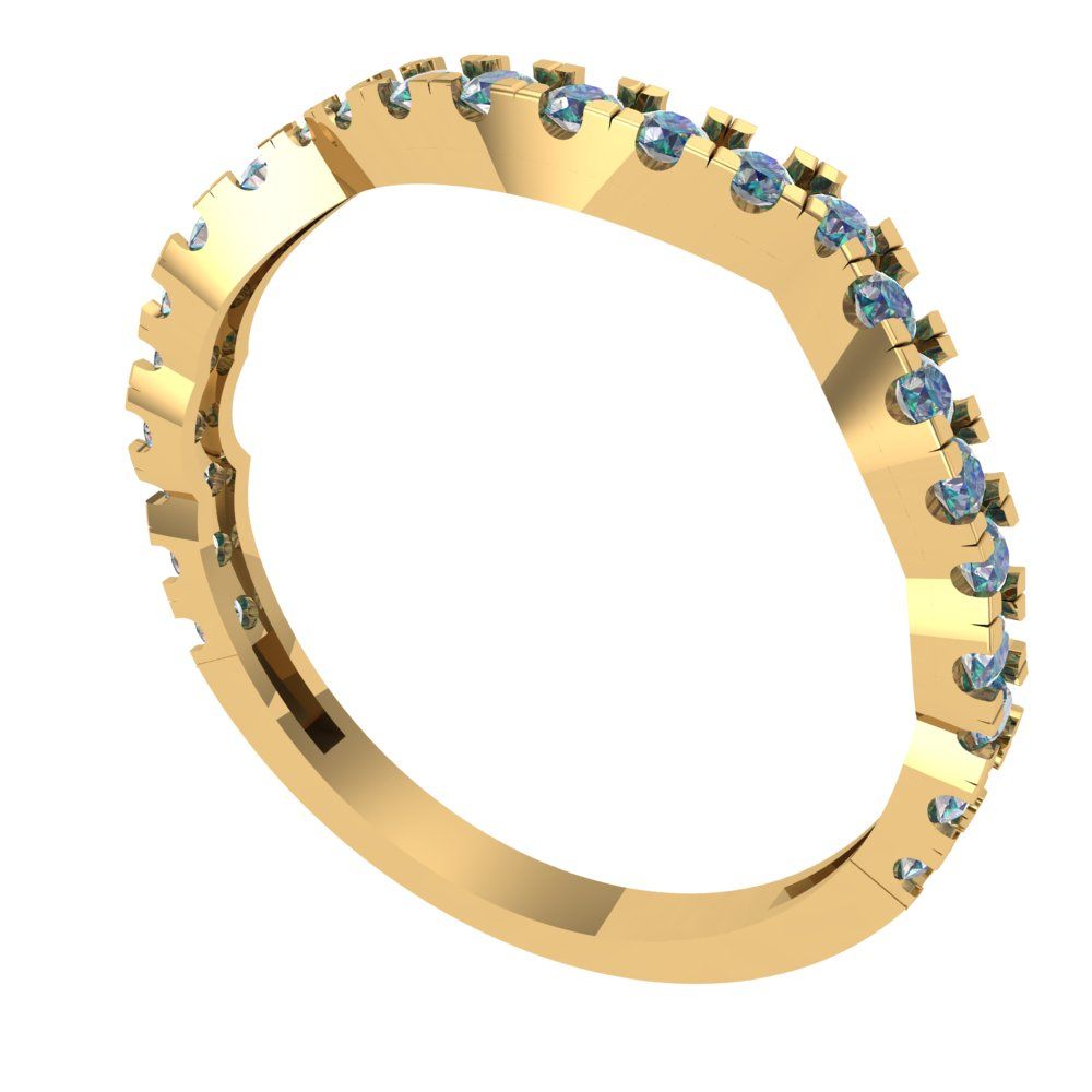 0.36 cttw Blue Moissanite Round Cut Yellow Gold Eternity Wedding Band