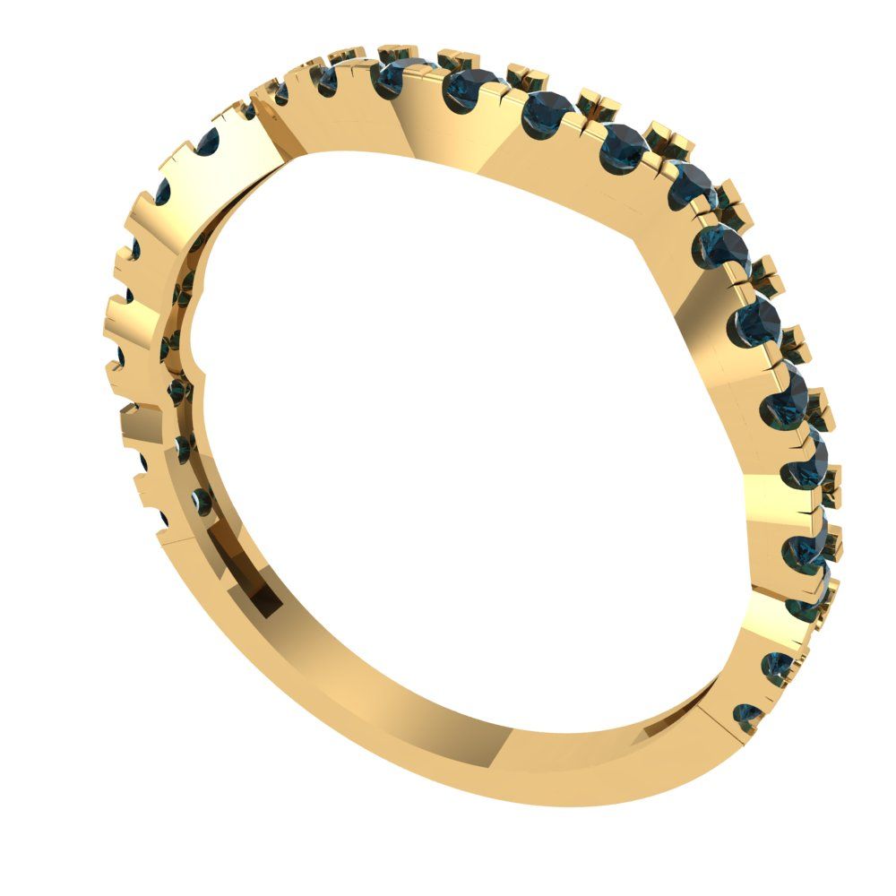 0.36 cttw Natural London Blue Topaz Round Cut Yellow Gold Eternity Wedding Band