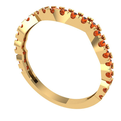 0.36 cttw Simulated Red Diamond Round Cut Yellow Gold Eternity Wedding Band