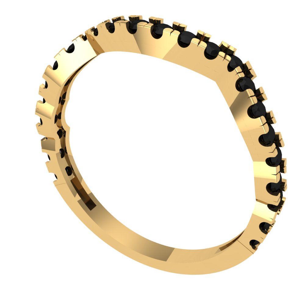 0.36 cttw Natural Onyx Round Cut Yellow Gold Eternity Wedding Band