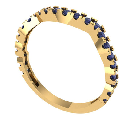 0.36 cttw Simulated Blue Sapphire Round Cut Yellow Gold Eternity Wedding Band