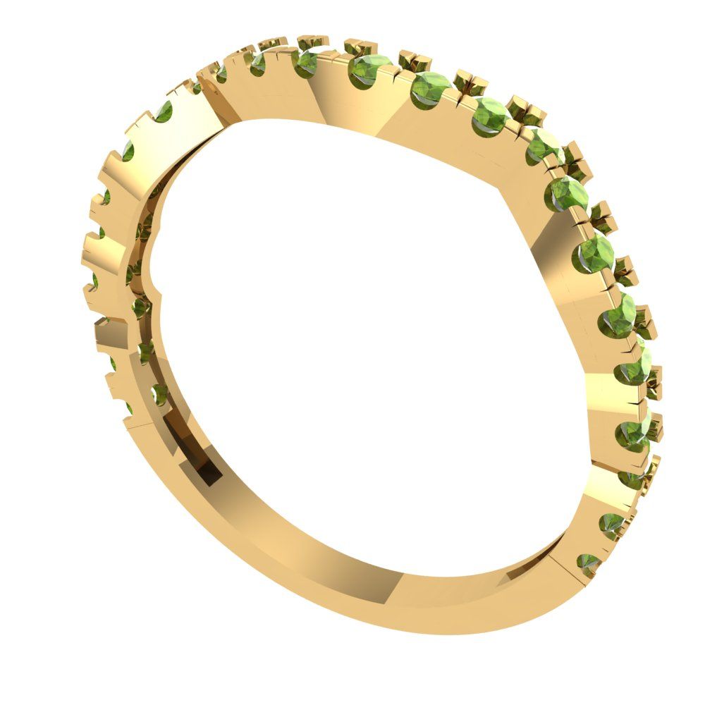 0.36 cttw Natural Peridot Round Cut Yellow Gold Eternity Wedding Band