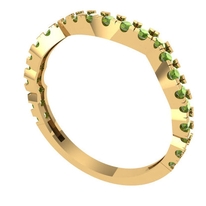 0.36 cttw Natural Peridot Round Cut Yellow Gold Eternity Wedding Band