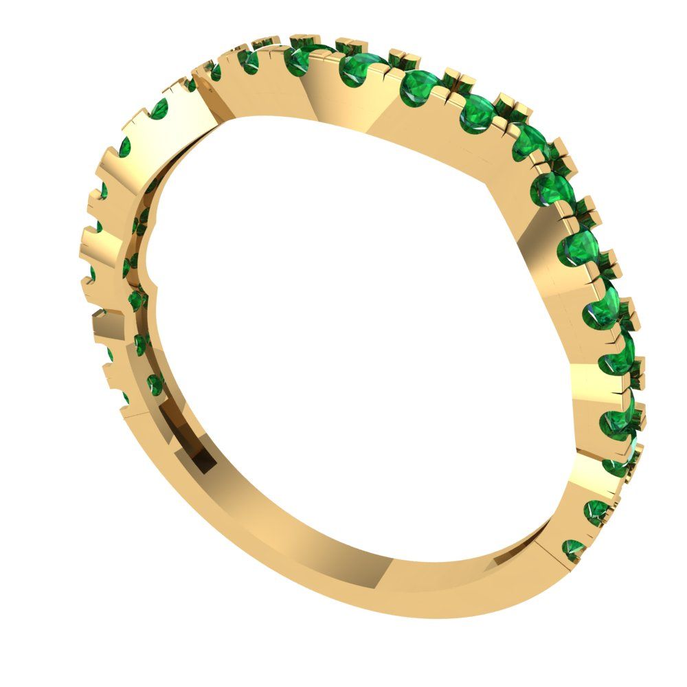 0.36 cttw Simulated Emerald Round Cut Yellow Gold Eternity Wedding Band