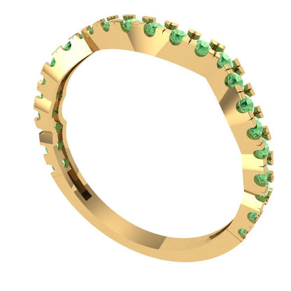0.36 cttw Simulated Green Diamond Round Cut Yellow Gold Eternity Wedding Band