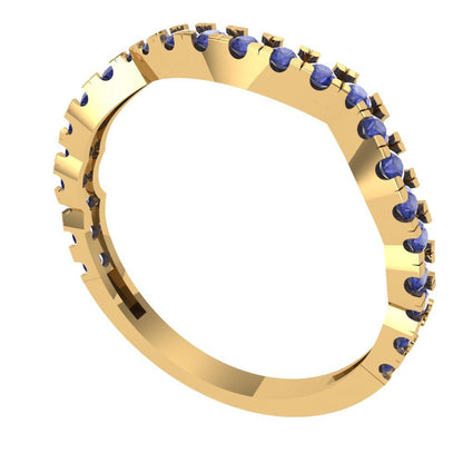 0.36 cttw Simulated Tanzanite Round Cut Yellow Gold Eternity Wedding Band