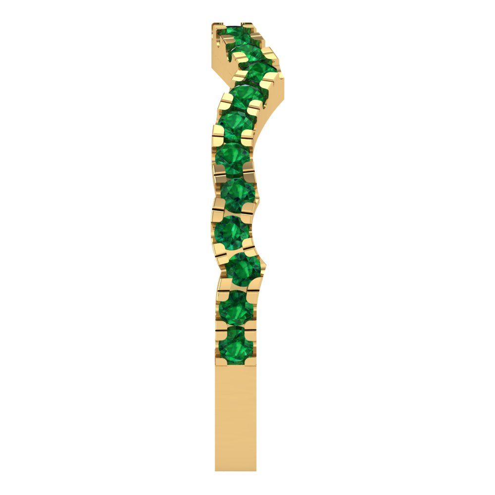 0.36 cttw Simulated Emerald Round Cut Yellow Gold Eternity Wedding Band