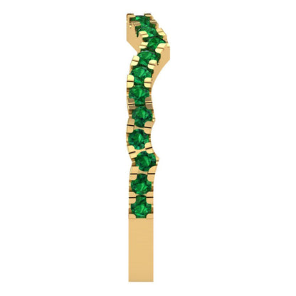 0.36 cttw Simulated Emerald Round Cut Yellow Gold Eternity Wedding Band