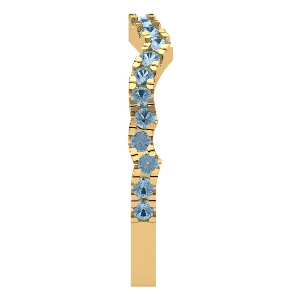 0.36 cttw Natural Swiss Blue Topaz Round Cut Yellow Gold Eternity Wedding Band