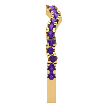 0.36 cttw Natural Amethyst Round Cut Yellow Gold Eternity Wedding Band