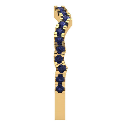 0.36 cttw Simulated Blue Sapphire Round Cut Yellow Gold Eternity Wedding Band