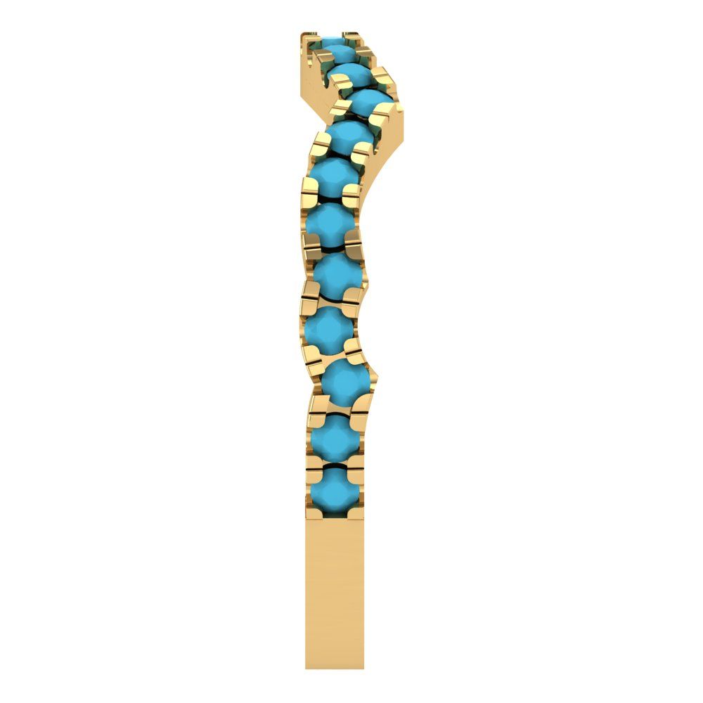 0.36 cttw Simulated Turquoise Round Cut Yellow Gold Eternity Wedding Band