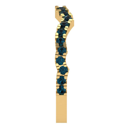 0.36 cttw Natural London Blue Topaz Round Cut Yellow Gold Eternity Wedding Band