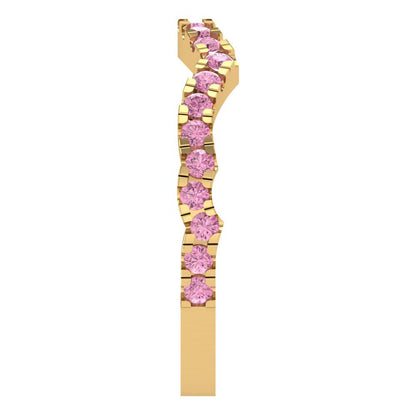 0.36 cttw Simulated Pink Diamond Round Cut Yellow Gold Eternity Wedding Band