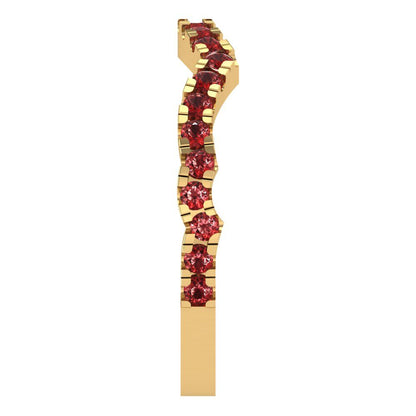 0.36 cttw Natural Garnet Round Cut Yellow Gold Eternity Wedding Band