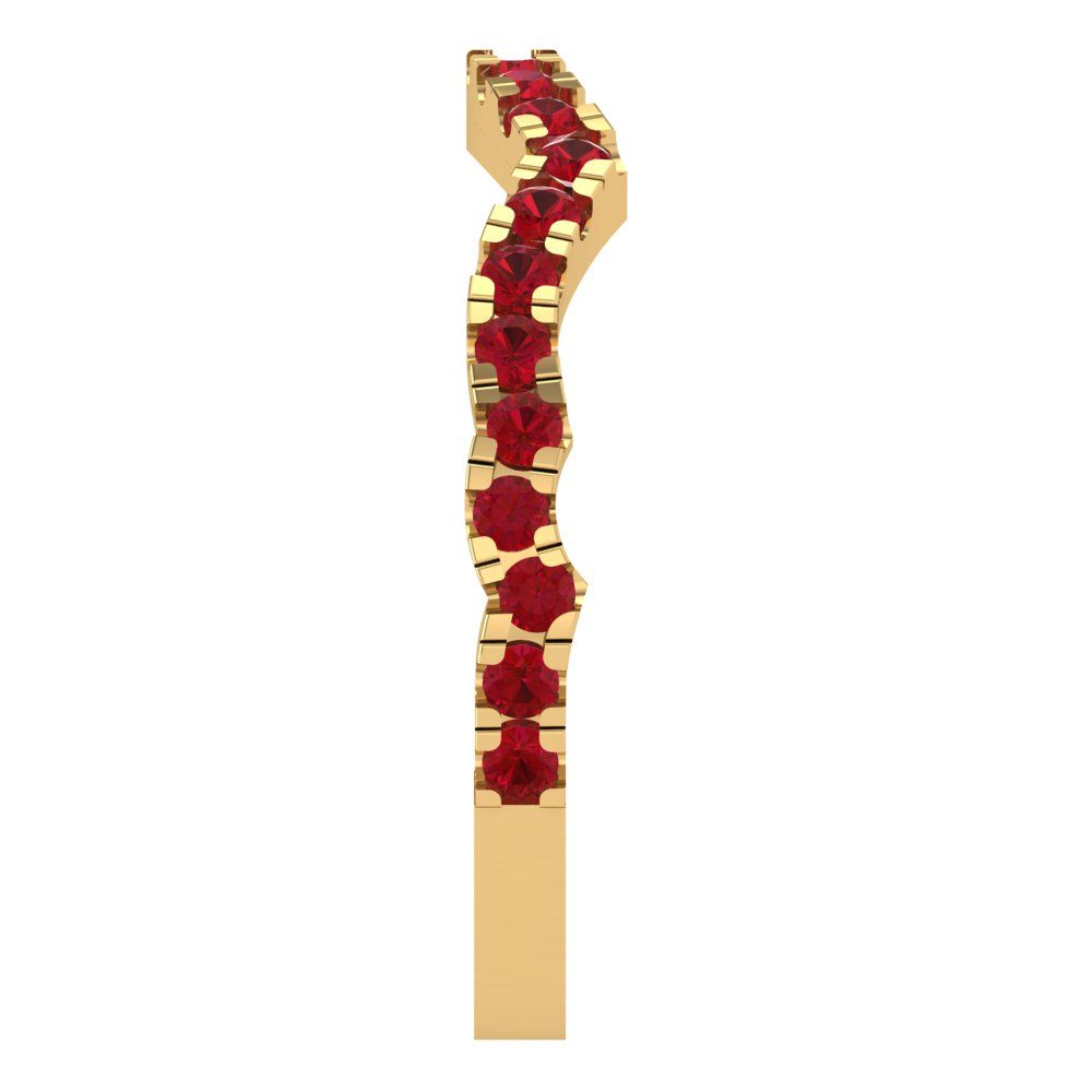0.36 cttw Simulated Ruby Round Cut Yellow Gold Eternity Wedding Band