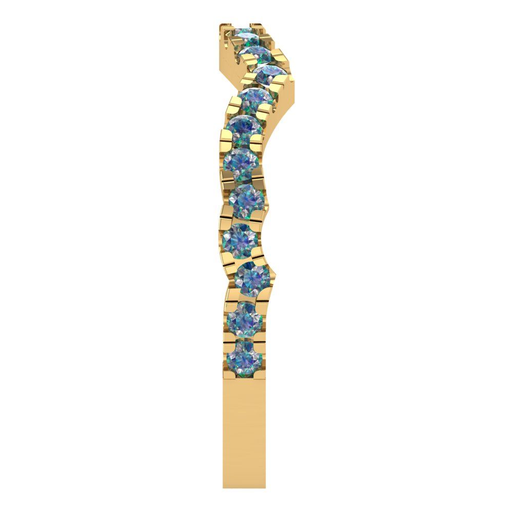 0.36 cttw Blue Moissanite Round Cut Yellow Gold Eternity Wedding Band