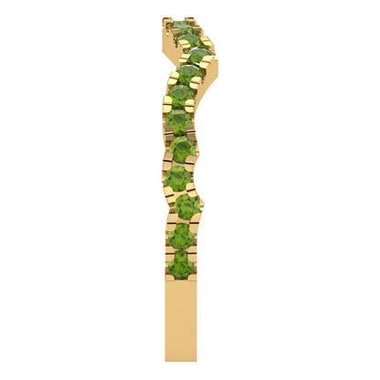 0.36 cttw Natural Peridot Round Cut Yellow Gold Eternity Wedding Band