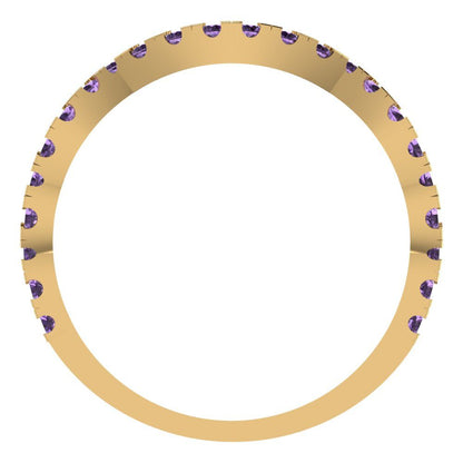 0.36 cttw Simulated Alexandrite Round Cut Yellow Gold Eternity Wedding Band