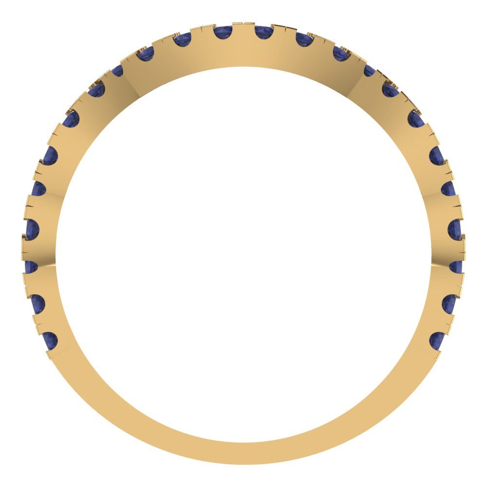 0.36 cttw Simulated Blue Sapphire Round Cut Yellow Gold Eternity Wedding Band