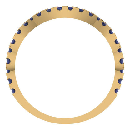 0.36 cttw Simulated Blue Sapphire Round Cut Yellow Gold Eternity Wedding Band
