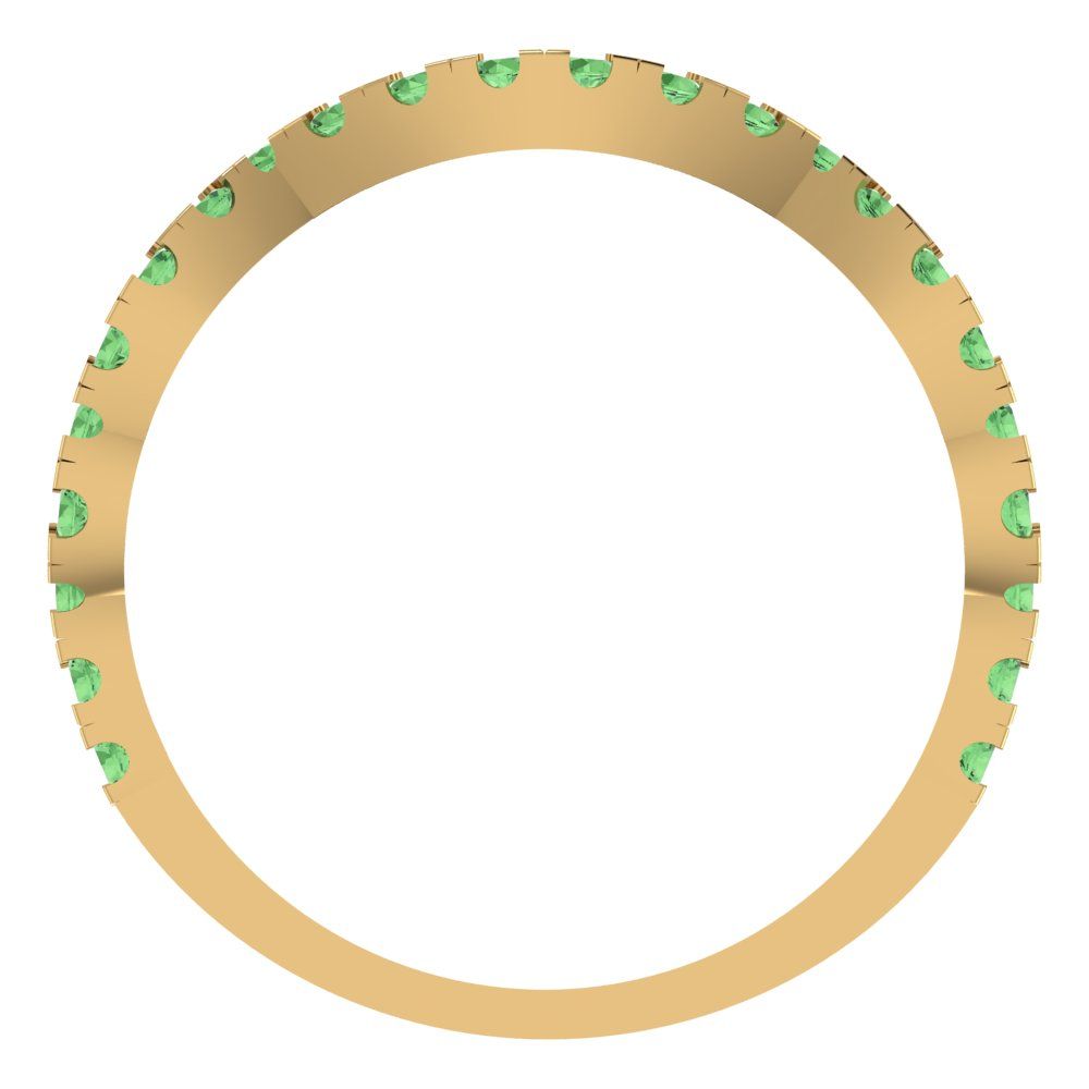 0.36 cttw Simulated Green Diamond Round Cut Yellow Gold Eternity Wedding Band