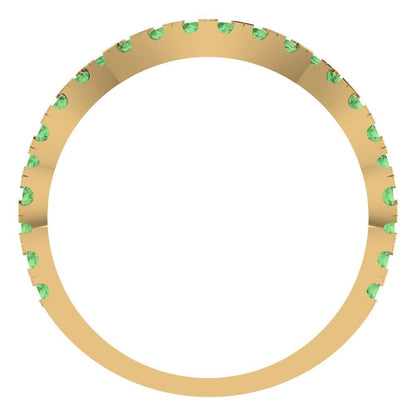 0.36 cttw Simulated Green Diamond Round Cut Yellow Gold Eternity Wedding Band