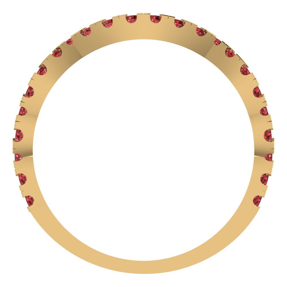 0.36 cttw Natural Garnet Round Cut Yellow Gold Eternity Wedding Band
