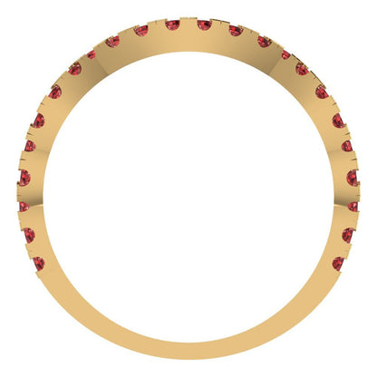 0.36 cttw Natural Garnet Round Cut Yellow Gold Eternity Wedding Band