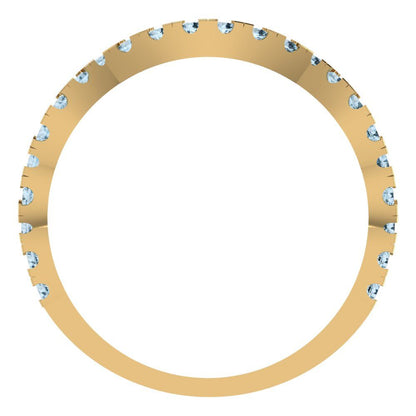 0.36 cttw Natural Aquamarine Round Cut Yellow Gold Eternity Wedding Band