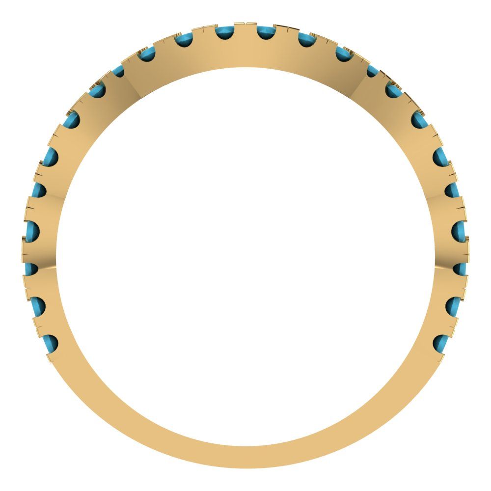 0.36 cttw Simulated Turquoise Round Cut Yellow Gold Eternity Wedding Band