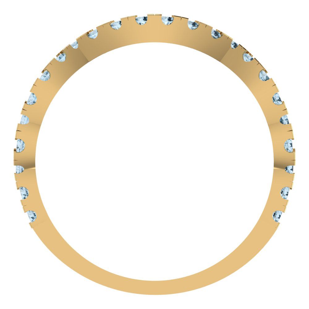 0.36 cttw Natural Swiss Blue Topaz Round Cut Yellow Gold Eternity Wedding Band