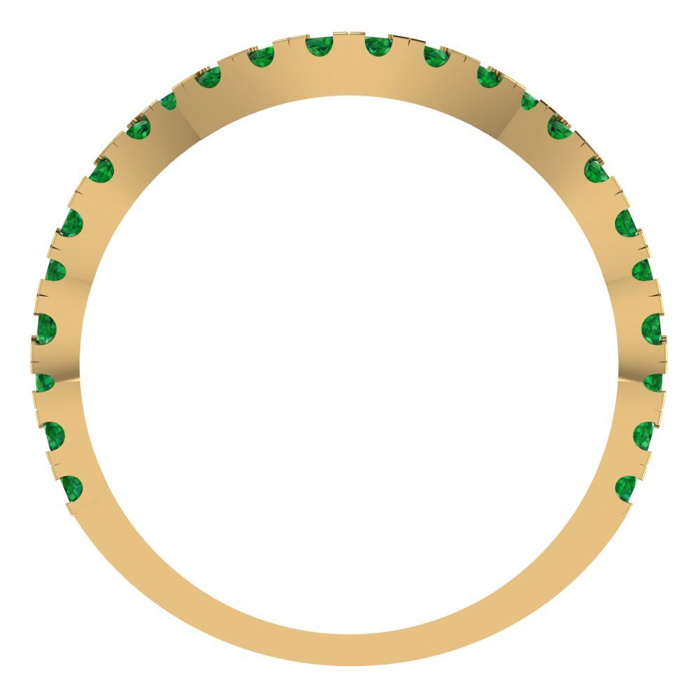 0.36 cttw Simulated Emerald Round Cut Yellow Gold Eternity Wedding Band