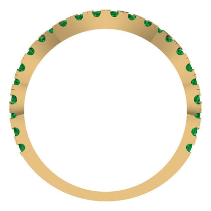 0.36 cttw Simulated Emerald Round Cut Yellow Gold Eternity Wedding Band