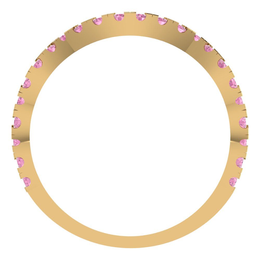 0.36 cttw Simulated Pink Diamond Round Cut Yellow Gold Eternity Wedding Band