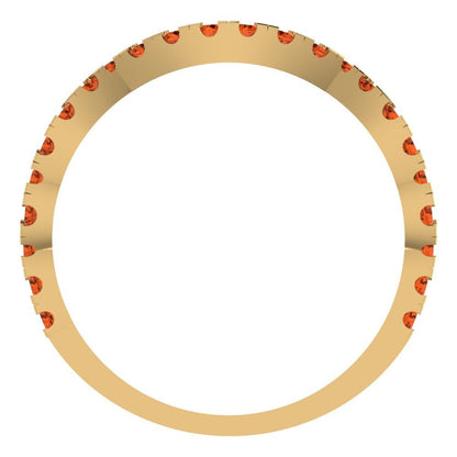 0.36 cttw Simulated Pink Tourmaline Round Cut Yellow Gold Eternity Wedding Band