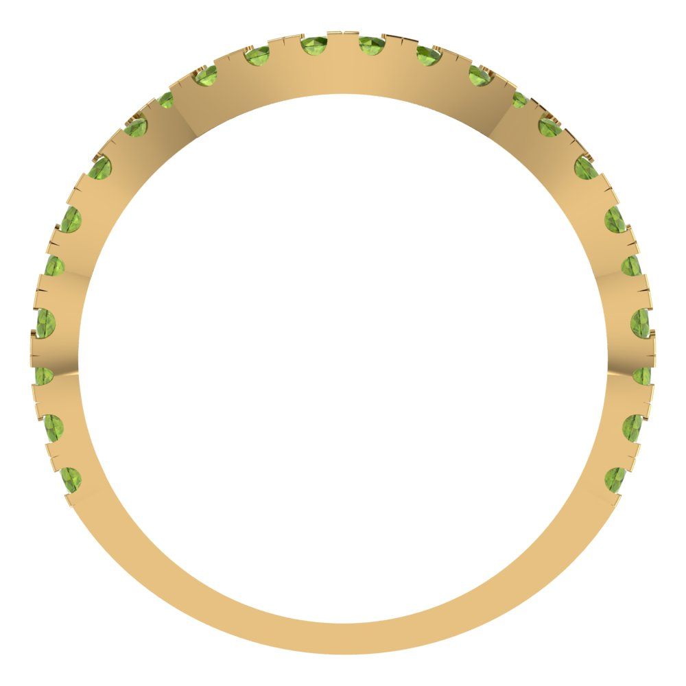 0.36 cttw Natural Peridot Round Cut Yellow Gold Eternity Wedding Band