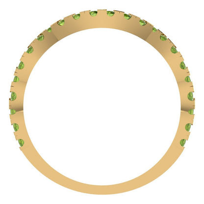 0.36 cttw Natural Peridot Round Cut Yellow Gold Eternity Wedding Band
