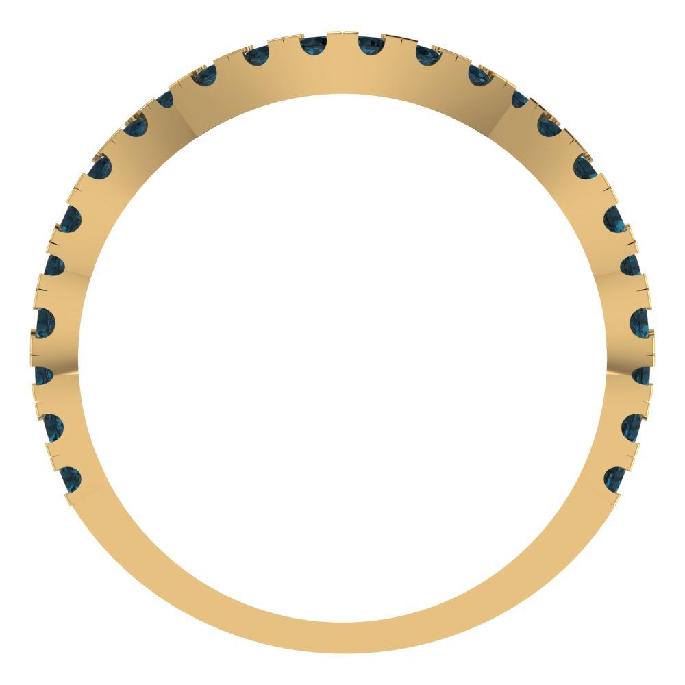 0.36 cttw Natural London Blue Topaz Round Cut Yellow Gold Eternity Wedding Band