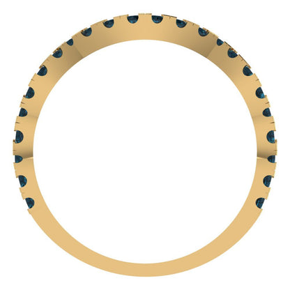 0.36 cttw Natural London Blue Topaz Round Cut Yellow Gold Eternity Wedding Band