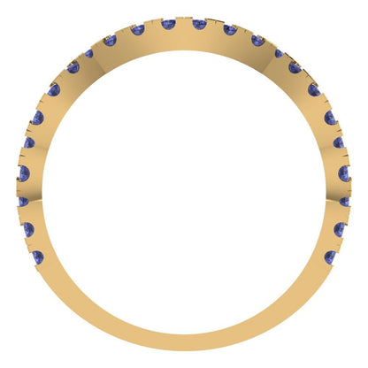 0.36 cttw Simulated Tanzanite Round Cut Yellow Gold Eternity Wedding Band