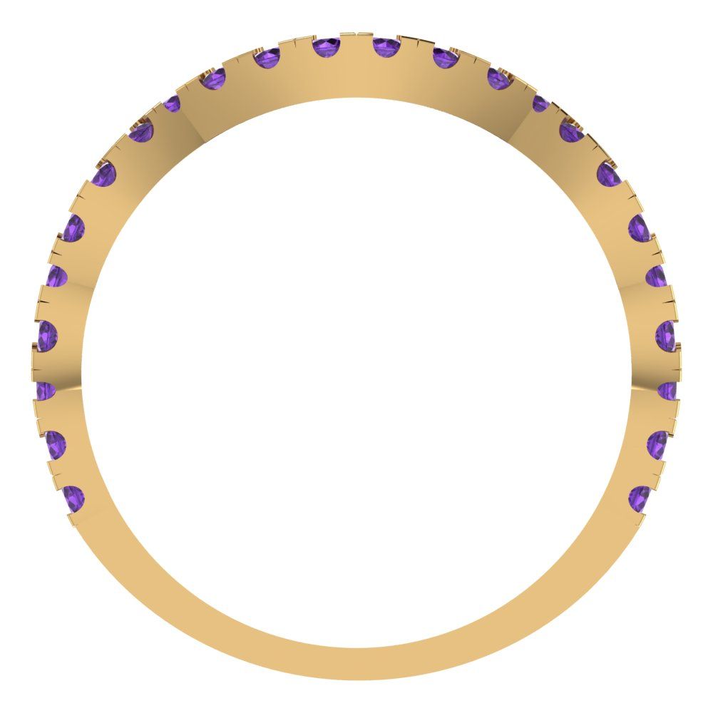 0.36 cttw Natural Amethyst Round Cut Yellow Gold Eternity Wedding Band