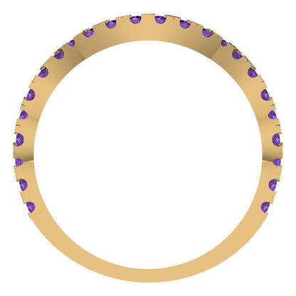 0.36 cttw Natural Amethyst Round Cut Yellow Gold Eternity Wedding Band