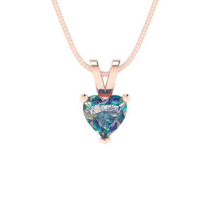 0.5cttw Heart Cut Blue Moissanite Gold-Plated 925 Silver Pendant and 18" Box-Chain Necklace