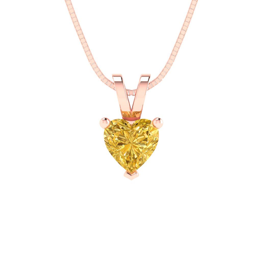0.5cttw Heart Cut Citrine Gold-Plated 925 Silver Pendant and 18" Box-Chain Necklace