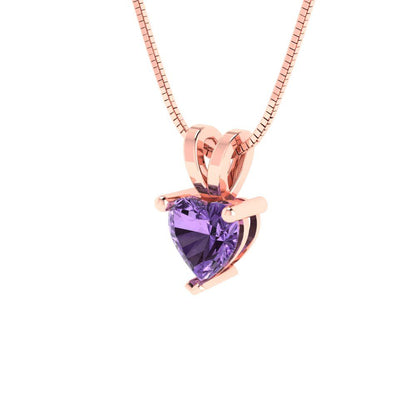 0.5cttw Heart Cut Alexandrite Gold-Plated 925 Silver Pendant and 18" Box-Chain Necklace