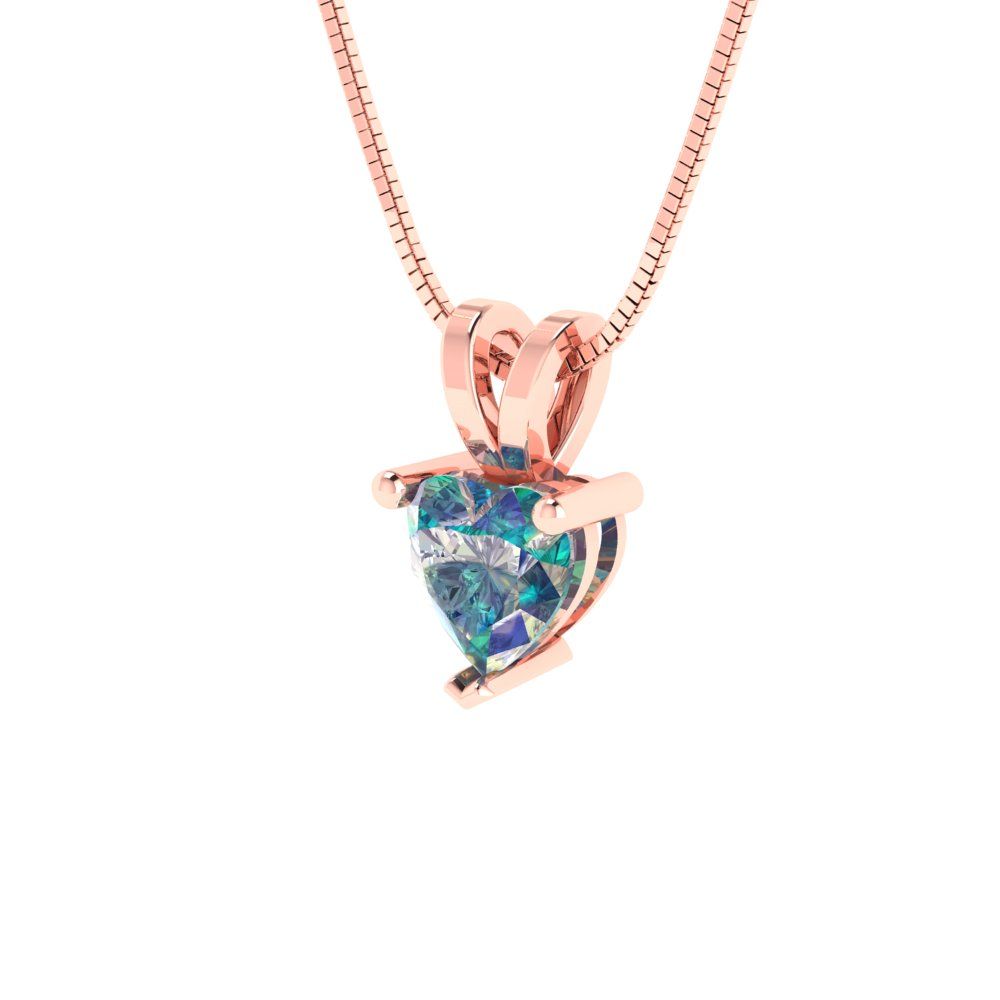 0.5cttw Heart Cut Blue Moissanite Gold-Plated 925 Silver Pendant and 18" Box-Chain Necklace